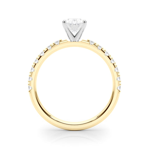 Yellow gold Oval Solitaire Pavé Band with Four-Prong Setting