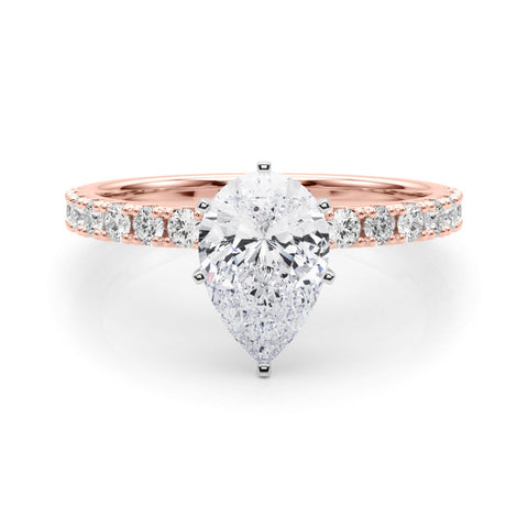 Rose gold Pear Solitaire Pavé Band with Four-Prong Setting