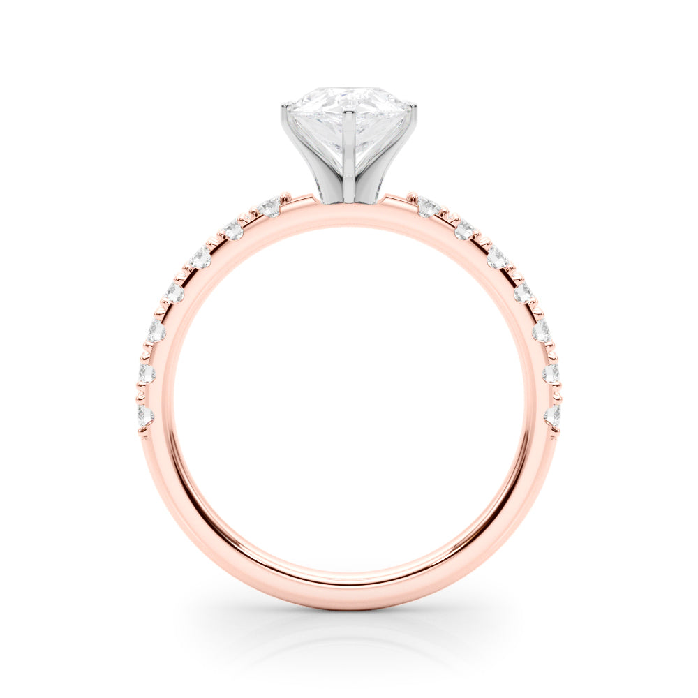 Rose gold Pear Solitaire Pavé Band with Four-Prong Setting