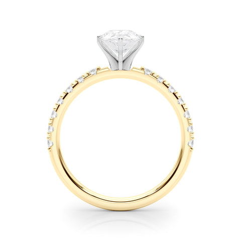 Yellow gold Pear Solitaire Pavé Band with Four-Prong Setting