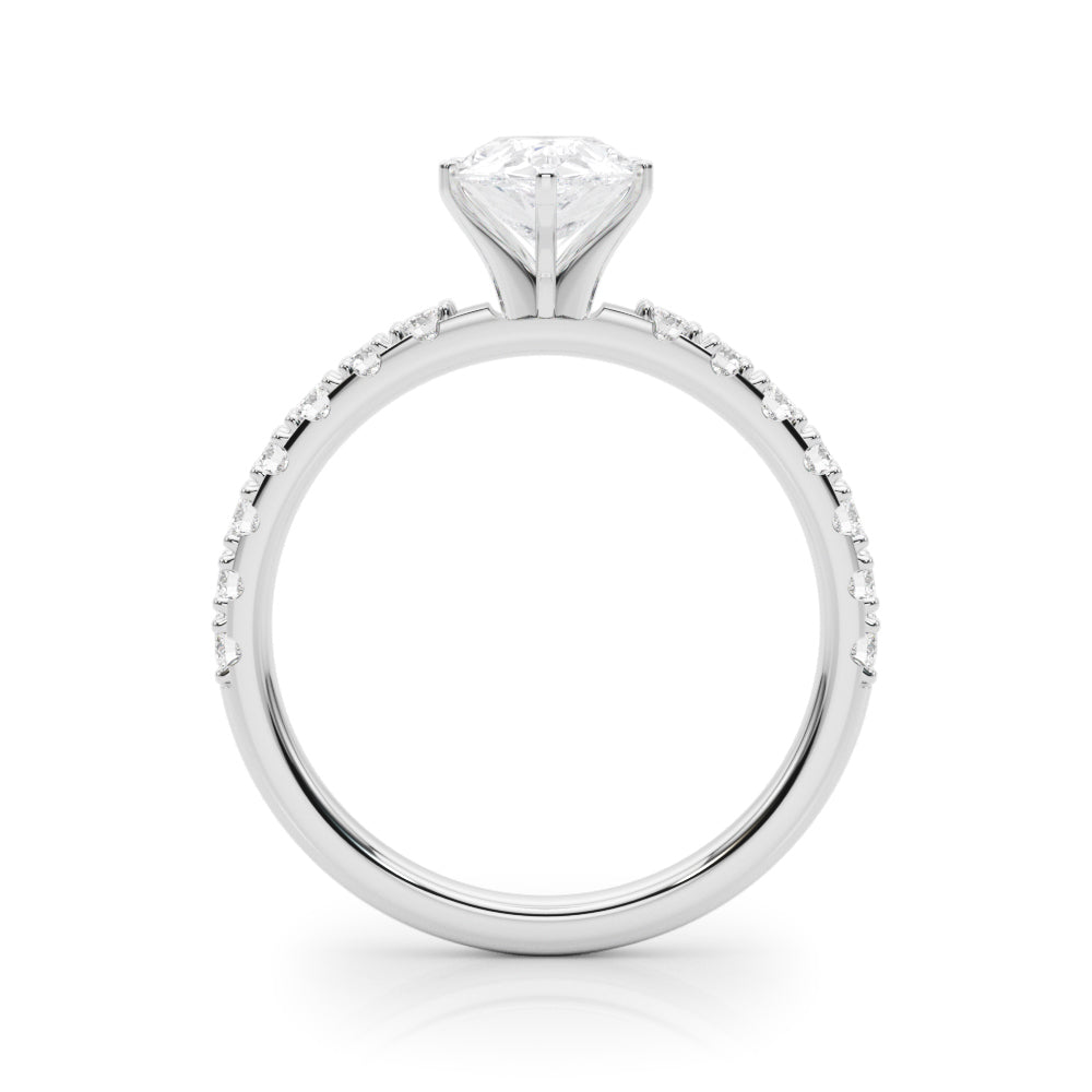 Platinum Pear Solitaire Pavé Band with Four-Prong Setting