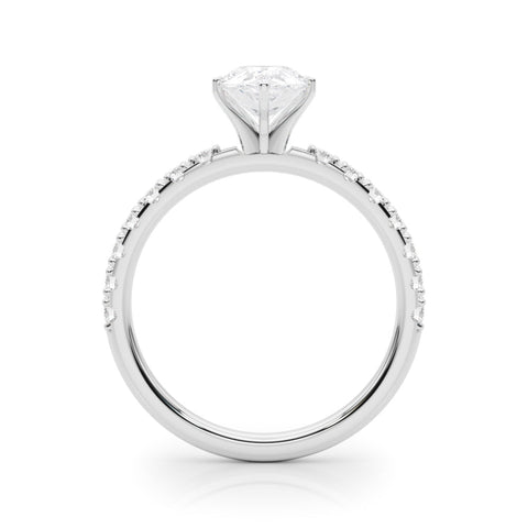Platinum Pear Solitaire Pavé Band with Four-Prong Setting