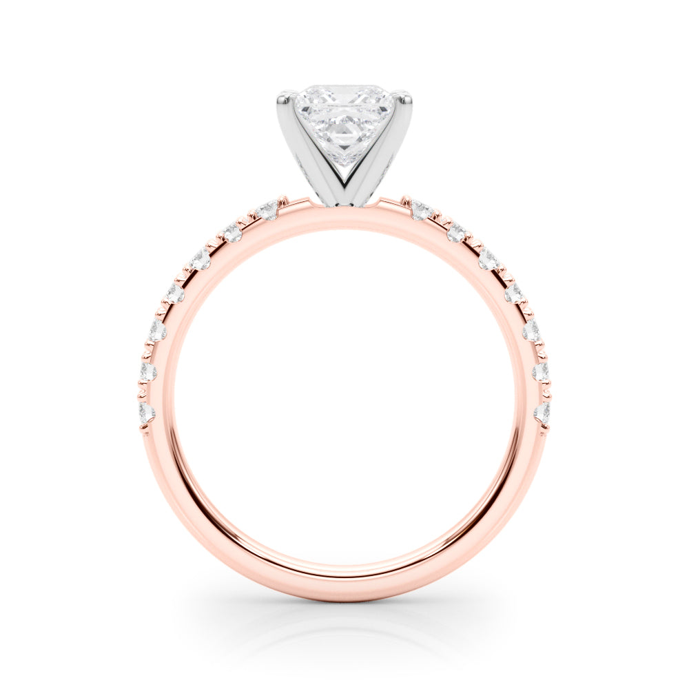 Rose gold Heart Solitaire Pavé Band with Four-Prong Setting