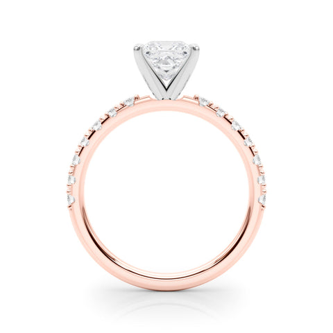 Rose gold Princess Solitaire Pavé Band with Four-Prong Setting