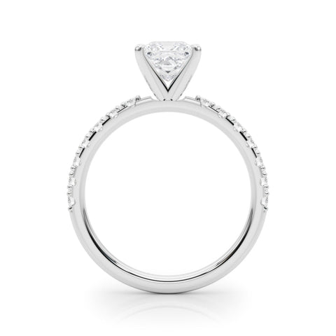 Platinum Princess Solitaire Pavé Band with Four-Prong Setting