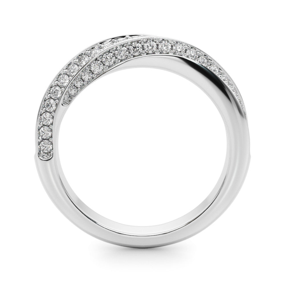 Silver Double Row Pavé Round Diamond Channel Set Band