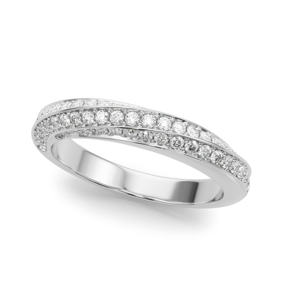 White gold Double Row Pavé Round Diamond Channel Set Band