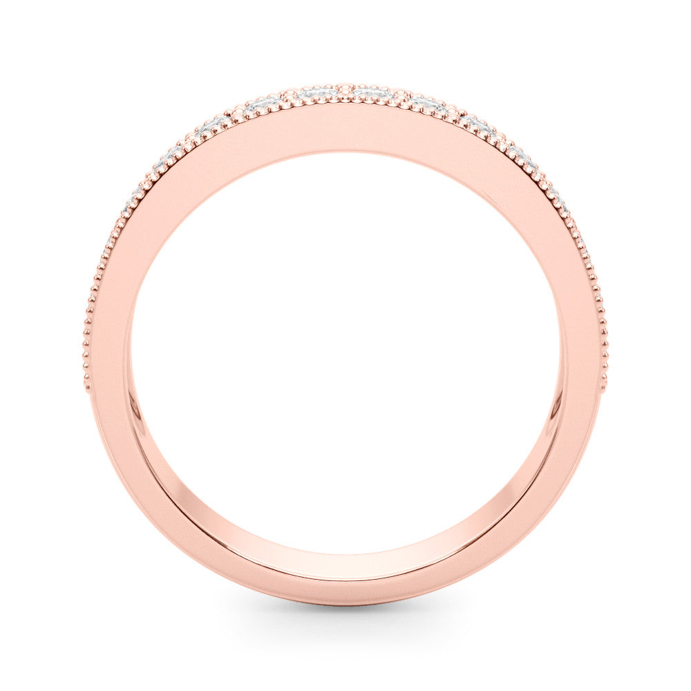 Rose gold Round Diamond Milgrain Pavé Eternity Band