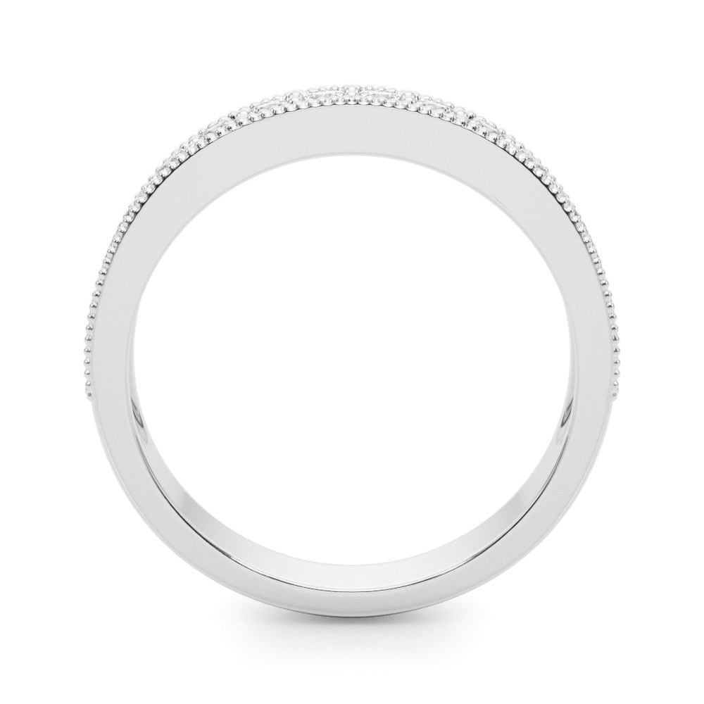 Silver Round Diamond Milgrain Pavé Eternity Band