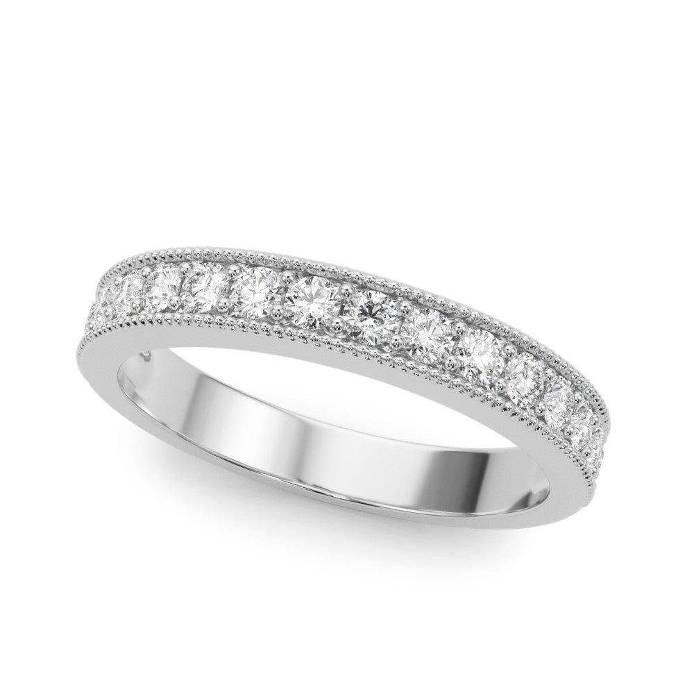 White gold Round Diamond Milgrain Pavé Eternity Band