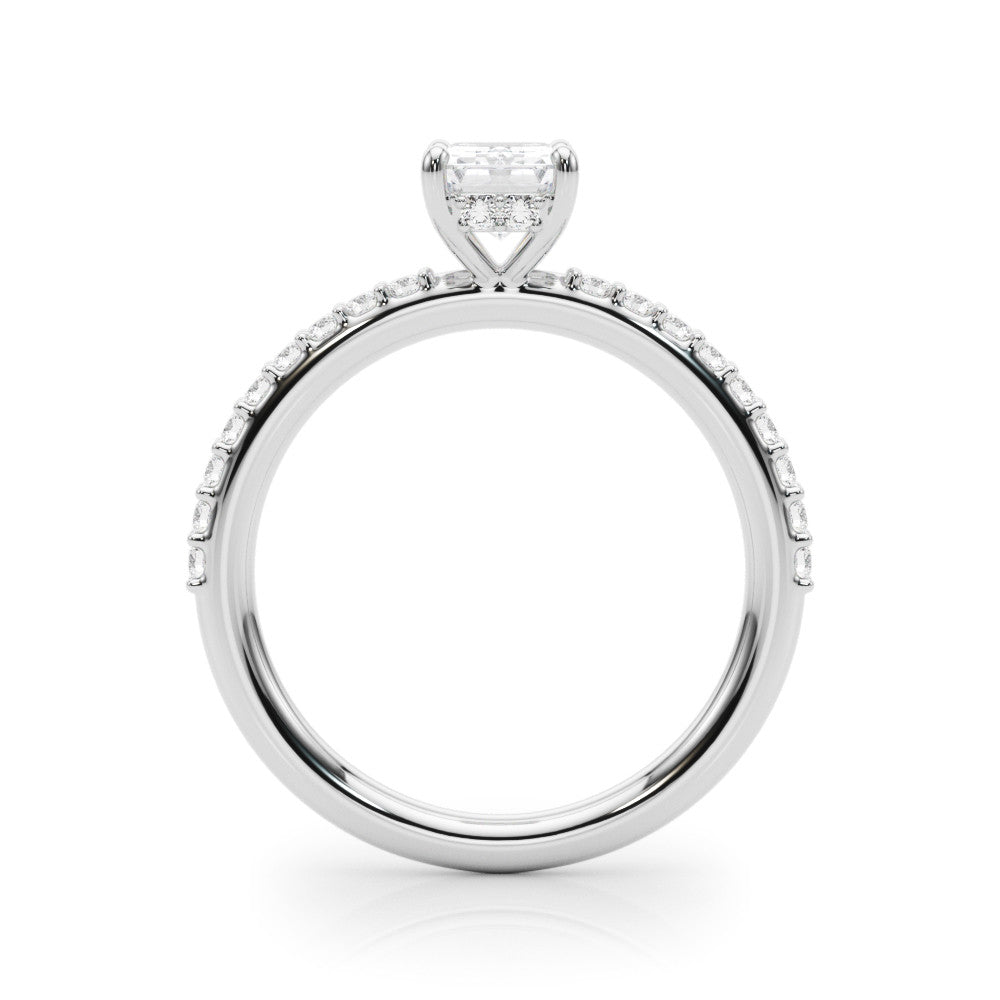 Silver Pear Cut Diamond Pavé Band Ring with Four-Prong Setting