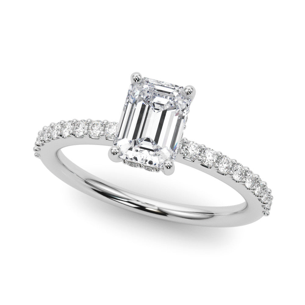 Platinum Pear Cut Diamond Pavé Band Ring with Four-Prong Setting