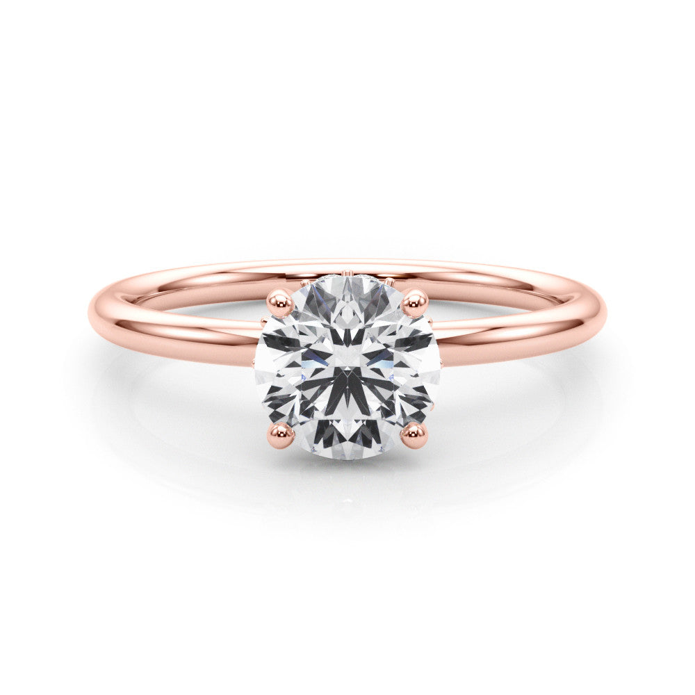 Rose gold Round Solitaire Diamond Ring with a Classic Band and Four-Prong Setting