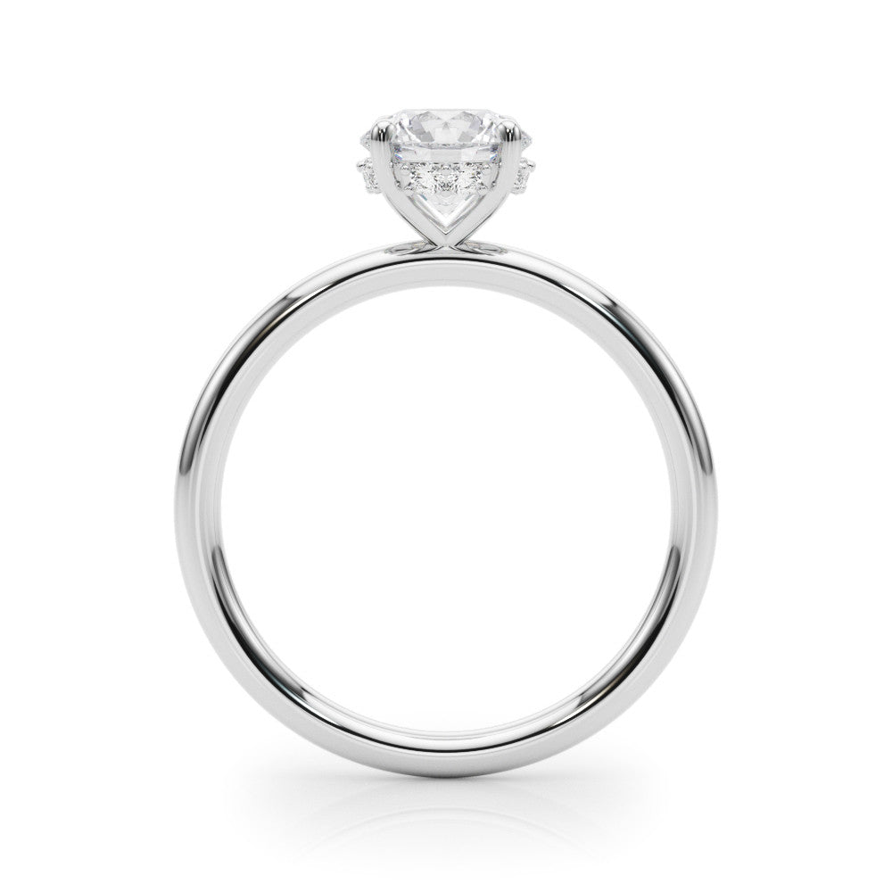 White gold Round Solitaire Diamond Ring with a Classic Band and Four-Prong Setting
