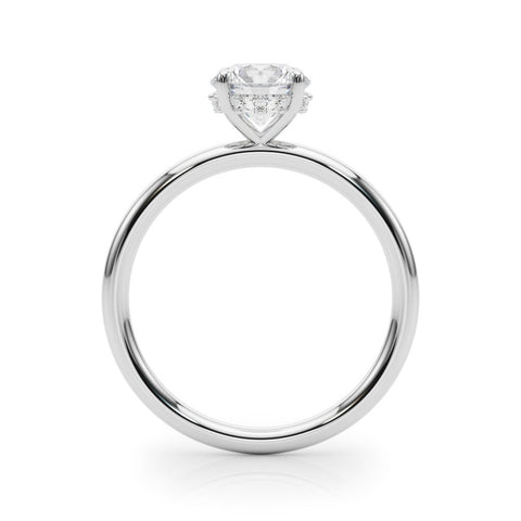 Silver Round Solitaire Diamond Ring with a Classic Band and Four-Prong Setting