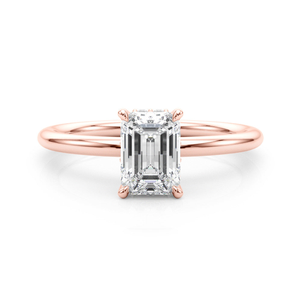 Rose gold Heart Cut Solitaire Ring with Thin Band and Four-Prong Setting