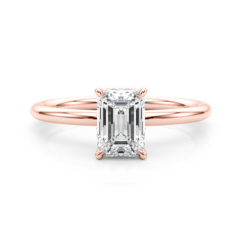 Rose gold Pear Cut Solitaire Ring with Thin Band and Four-Prong Setting