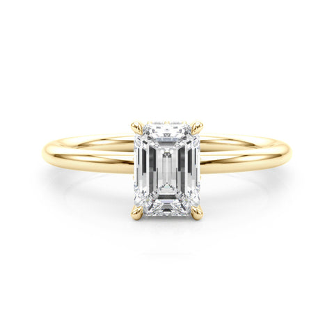 Yellow gold Pear Cut Solitaire Ring with Thin Band and Four-Prong Setting