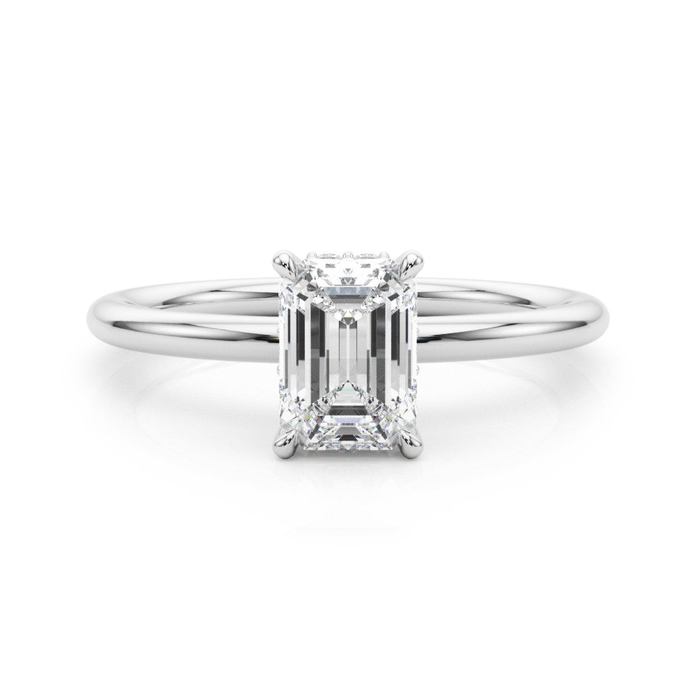 Silver Pear Cut Solitaire Ring with Thin Band and Four-Prong Setting