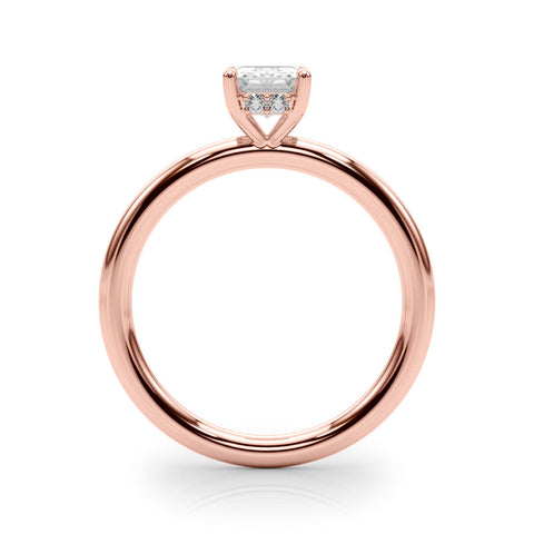 Rose gold Cushion Cut Solitaire Ring with Thin Band and Four-Prong Setting