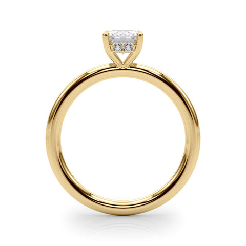 Yellow gold Princess Cut Solitaire Ring with Thin Band and Four-Prong Setting