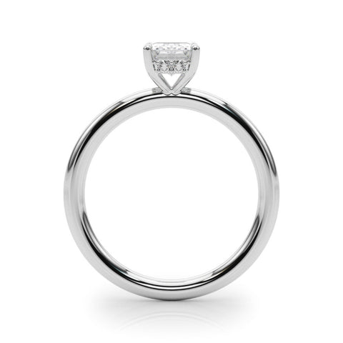 White gold Round Cut Solitaire Ring with Thin Band and Four-Prong Setting