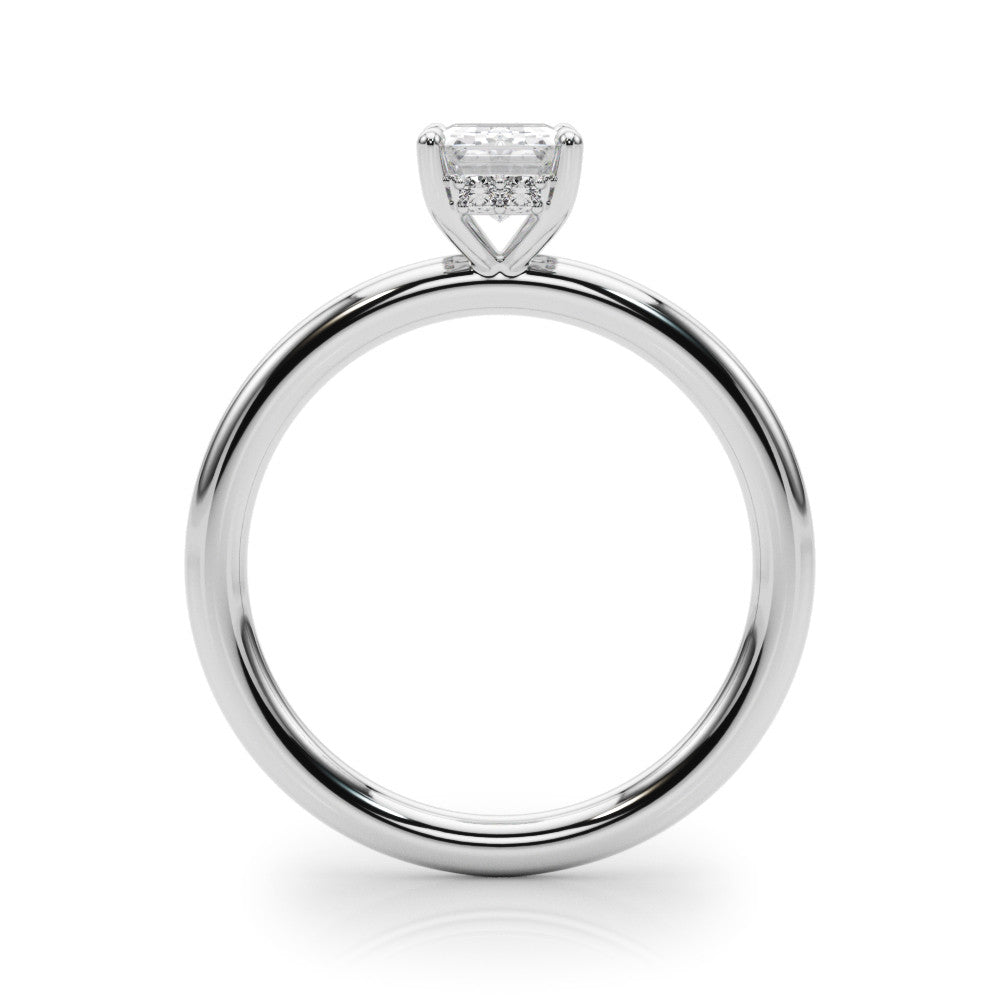 White gold Pear Cut Solitaire Ring with Thin Band and Four-Prong Setting