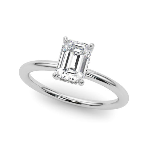 Silver Oval Cut Solitaire Ring with Thin Band and Four-Prong Setting