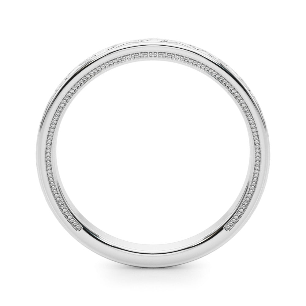 White gold Vintage Engraved Milgrain Band
