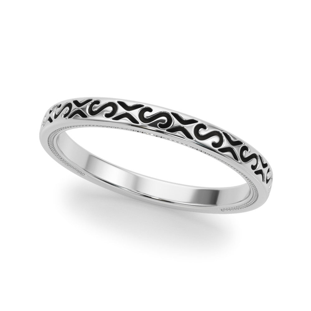 Silver Vintage Engraved Milgrain Band
