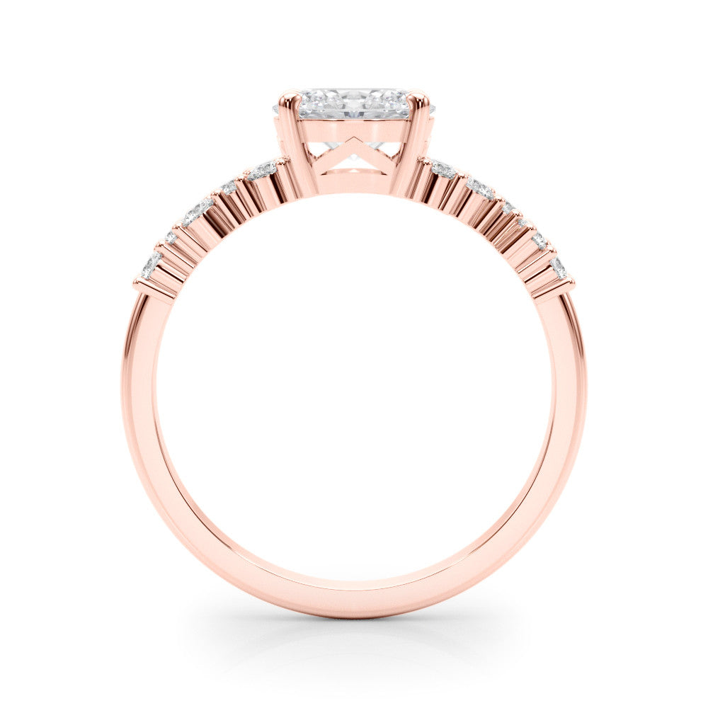 Rose gold Oval Diamond Cluster Pavé Band with Four-Prong Setting