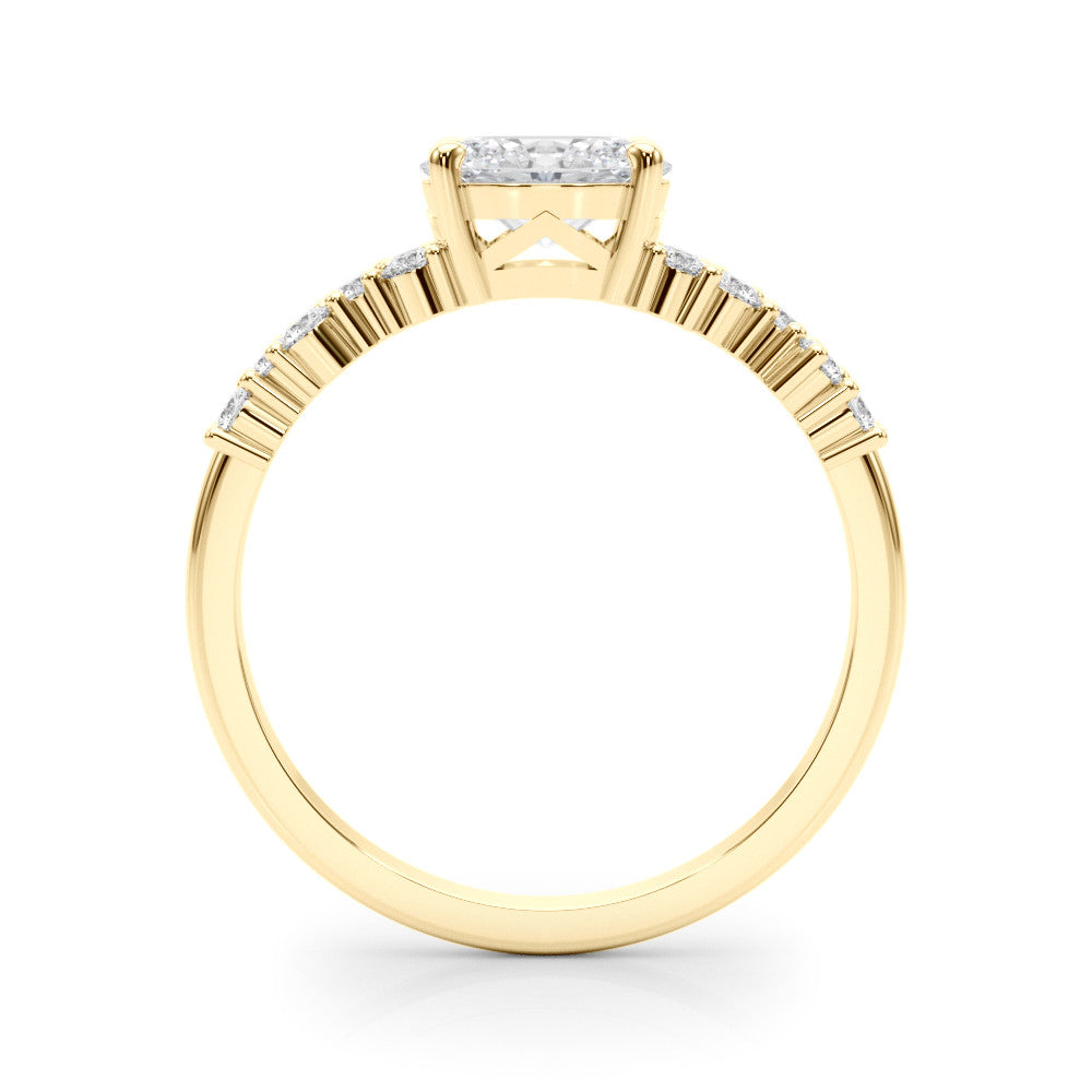 Yellow gold Oval Diamond Cluster Pavé Band with Four-Prong Setting