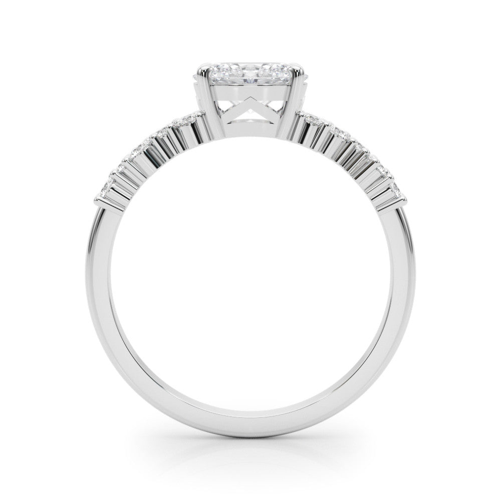 White gold Oval Diamond Cluster Pavé Band with Four-Prong Setting