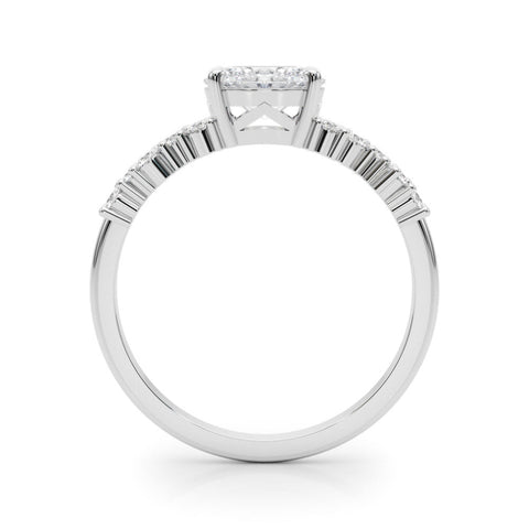 White gold Oval Diamond Cluster Pavé Band with Four-Prong Setting