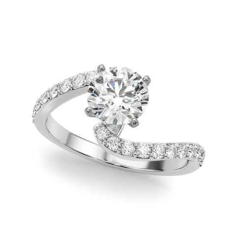 Silver Cushion Solitaire Twist Band with Pave Set Diamonds and Four-Prong Setting