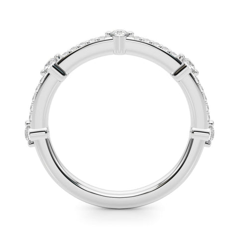 Platinum Round Diamond Pavé Eternity Band with Prong Setting