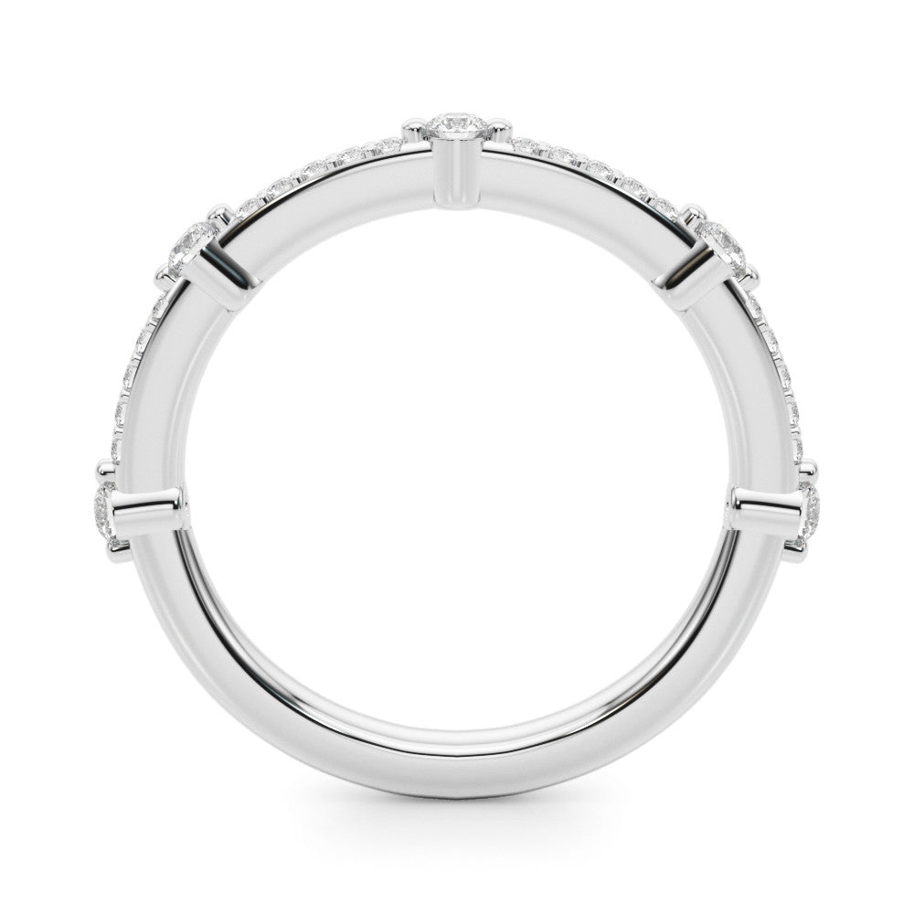 White gold Round Diamond Pavé Eternity Band with Prong Setting