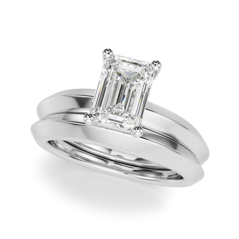 Platinum Round Cut Solitaire Engagement Ring with Flat Band and Four-Prong Setting