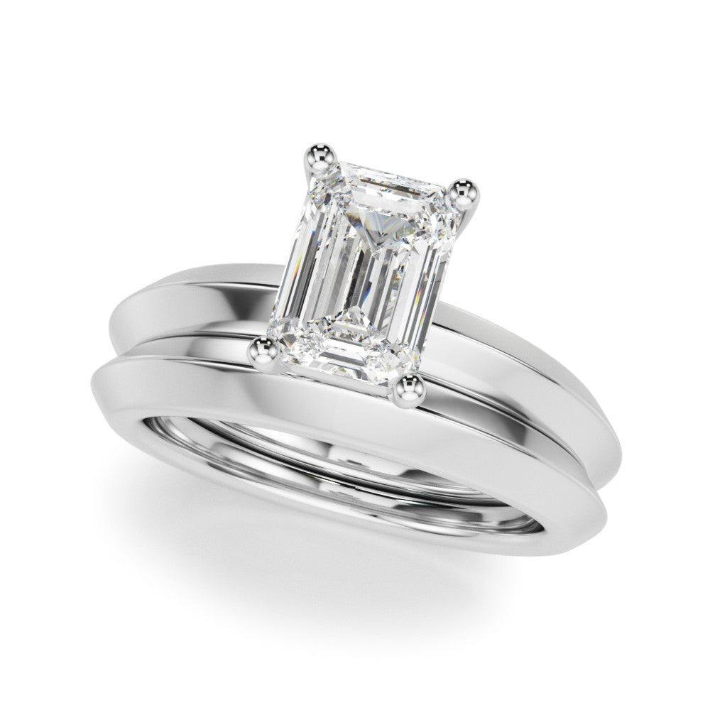 Platinum Oval Cut Solitaire Engagement Ring with Flat Band and Four-Prong Setting