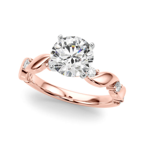 Rose gold Round Solitaire Twisted Band with Prong Setting