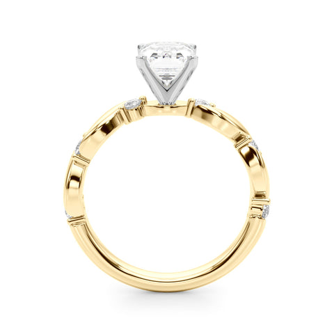 Yellow gold Emerald Solitaire Twisted Band with Prong Setting