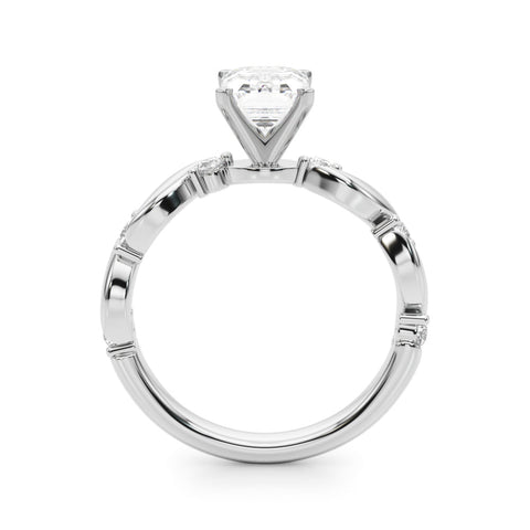 White gold Radiant Solitaire Twisted Band with Prong Setting