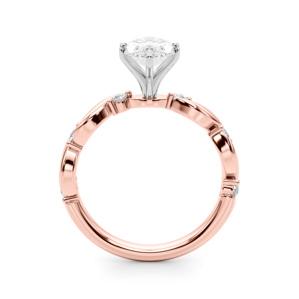 Rose gold Marquise Solitaire Twisted Band with Prong Setting
