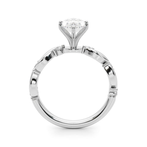 White gold Marquise Solitaire Twisted Band with Prong Setting