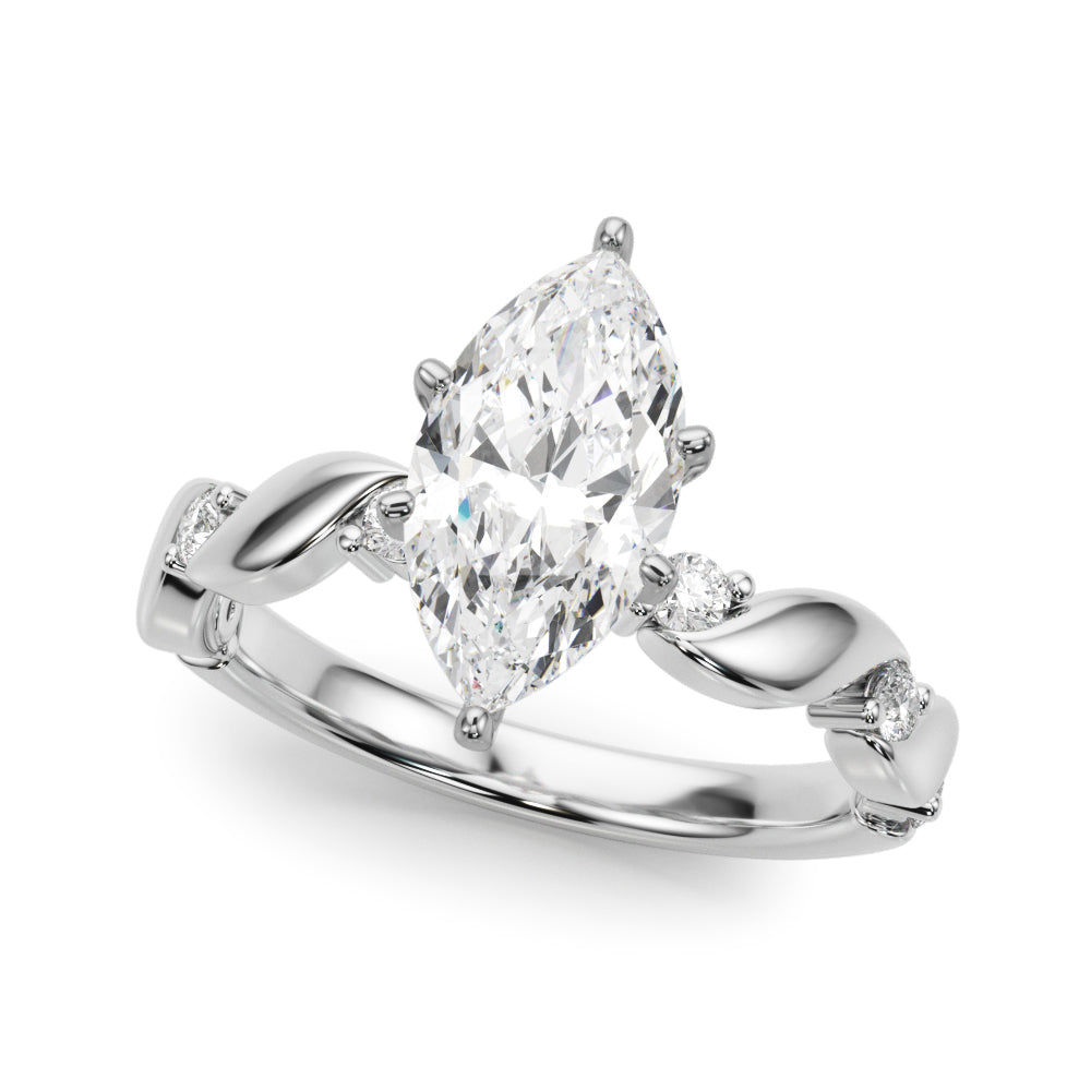 Silver Marquise Solitaire Twisted Band with Prong Setting