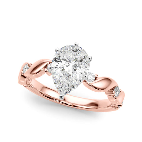 Rose gold Pear Solitaire Twisted Band with Prong Setting