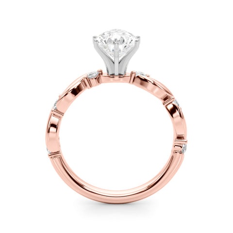 Rose gold Pear Solitaire Twisted Band with Prong Setting