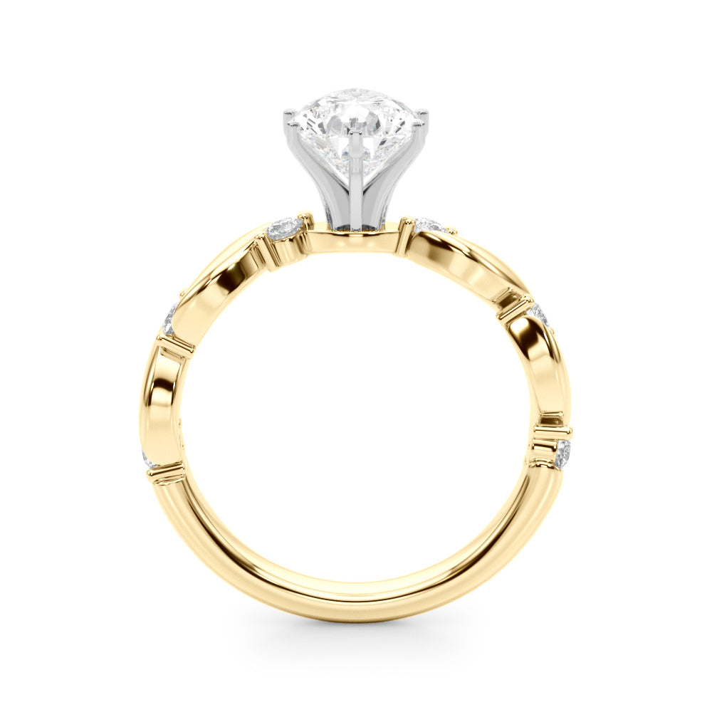 Yellow gold Pear Solitaire Twisted Band with Prong Setting