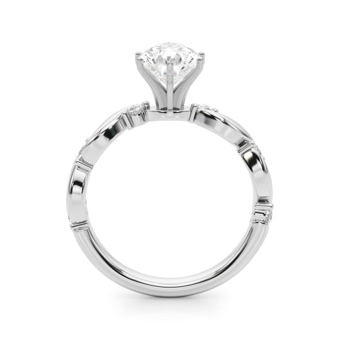 Platinum Pear Solitaire Twisted Band with Prong Setting