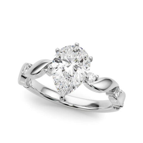 White gold Pear Solitaire Twisted Band with Prong Setting